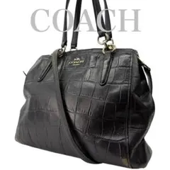 【美品】コーチ 2way ショルダーバッグ クロコ レザー ネイビー 革　316