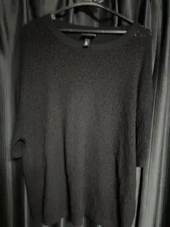 H&M ブラック Tシャツ Lサイズ 透かし編み