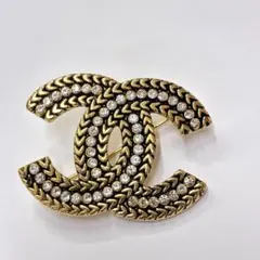∞CHANEL　シャネル　ココマーク　ラインストーン　ブローチ