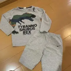 恐竜プリントロングTシャツとNikeショートパンツセット　110