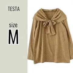 テスタ ブラウス（M）レトロ ドット 水玉 セーラー襟風 アースカラー 個性的