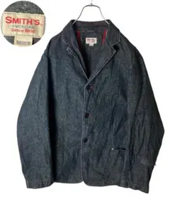 グッドデザイン古着くすみカラーリングデニムテーラードジャケット レッドステッチ