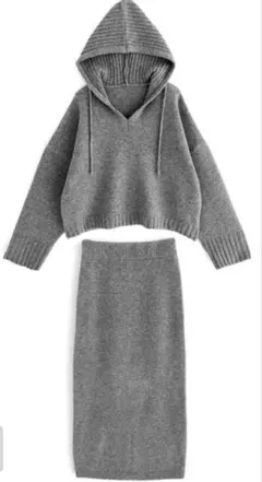 GRL フード付きニット セットアップ