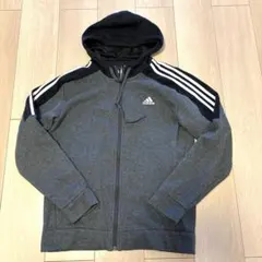 adidas グレー ブラック パーカー L 402番