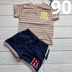 ストライプVネックTシャツ＆半パン　90㎝ 夏　キッズ　子供