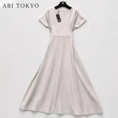 新品✨ABITOKYO リネン混 半袖 ロングワンピース ウエストリボンのサムネイル