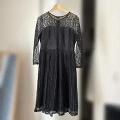 レース ブラック ロングワンピース 長袖 オケージョンドレス