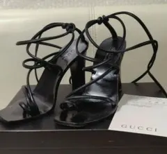 ショップカード付き　GUCCI 編み上げサンダル 　ブラック