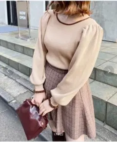 【新品】バックリボンニットトップス　ナイスクラップ　ブラウン　セーター　モカ　茶