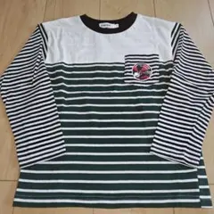 SLAP SLIP 長袖カットソー 緑/白/黒ストライプ