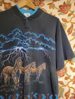 90s ビンテージ 馬 Tシャツ 両面 USA シングルステッチ L