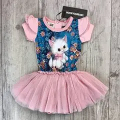 新品 rock your baby レトロ猫 半袖フリルロンパースのサムネイル