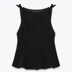 ZARA ぺプラムリボントップス