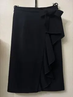 MEW'S REFINED CLOTHESフリル付きブラックラップタイトスカート