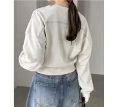 andme アンドミー　スウェット ショート丈 ラメ テレコリブ トップス