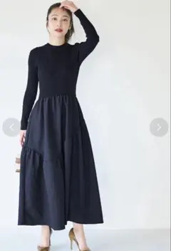 coca 上品エンボスニットドッキングワンピース