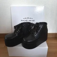 ノエミー NOEMIE 厚底配色スニーカー 黒 ブラック リボン