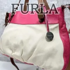 FURLA フルラ ショルダーバッグ キャンバス×レザー ピンク ベージュ
