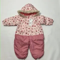 新品未使用 ベビー スキーウェア スノーコンビ 女の子 いちご 90cm ピンク