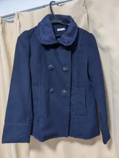 Axes Femme ネイビー ダブルボタン コート レース付き襟 【セール中】