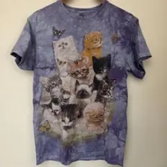 猫 プリント タイダイ Tシャツ