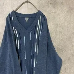 90s vintage 柄ニット　セーター　メンズ　XL 古着　個性派　A3