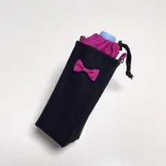 ♥︎ブラック ピンク リボン♥︎ 保冷ペットボトルカバー / ホルダー