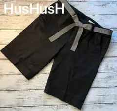 HusHusH レディース　パンツ　リボン付きハーフパンツ　黒　ブラック