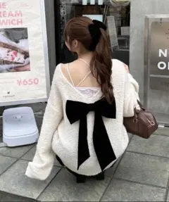continuer de NICE CLAUPベロアリボンニット