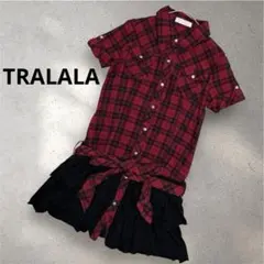 TRALALA/トゥララ ミニワンピ シャツワンピ チェック フリル F