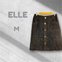エル ELLE ミニスカート フレア カジュアル ブラウン ボタン付き Mサイズのサムネイル