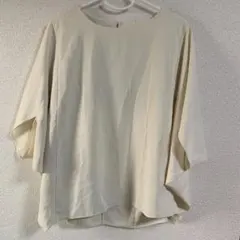 オペークドットクリップ　ルーズシャツ　オフホワイト　アイボリー　半袖　五分丈