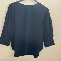 earth music &ecology ネイビー7分袖ブラウス　フリーサイズ