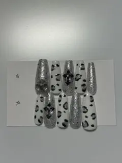 現品のみ ネイルチップ ロング ヒョウ柄 ギャル