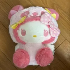 パンダ ハローキティ リボンがいっぱいBIGぬいぐるみ　ピンク