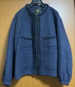 ツイード ノーカラージャケット