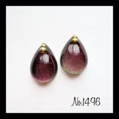 No.1496 ピンク マグネットジェル レジンピアス レジンイヤリング