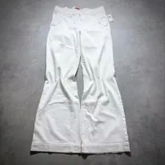 デッドストック 00s ホワイトデニムパンツ セミフレア swag Lのサムネイル