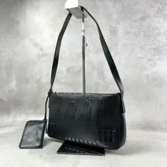 極美品】BALLY アクセサリーポーチ レザー デカロゴ キルティング 黒 