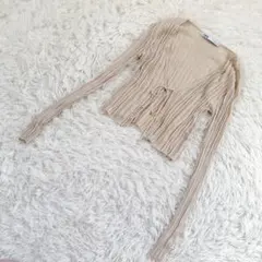 ZARA ザラ（S）長袖 カーディガン フロントリボンリブニットカーディガンのサムネイル