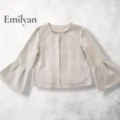 美品✨Emilyan ハイストレッチパール調デザインジャケット ノーカラー　Lのサムネイル