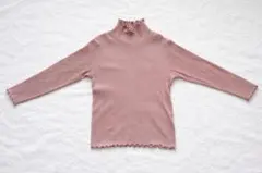 ever closet ハイネック 長袖 リブトップス 130 くすみピンク