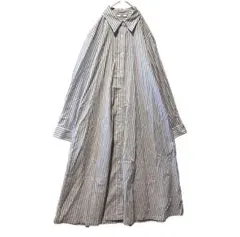 UNIQLO シャツワンピ　ストライプ　Aライン　ボリューム　美品　羽織り　M