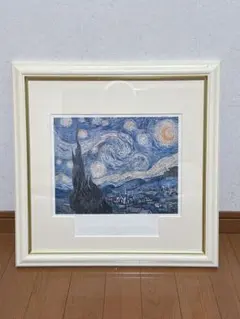 水晶絵　ゴッホ　「星月夜」　アートパネル　クリスタル　立体　絵画　アート　額縁 水晶絵 ゴッホ 「星月夜」 アートパネル クリスタル 立体 絵画 アート