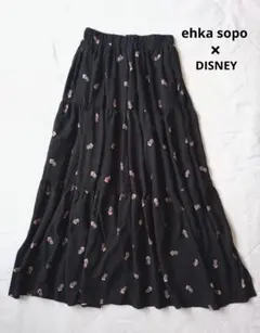 極美品　ehka sopo × Disney　ティアードスカート　ミッキーマウス