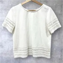 ロペピクニック　カッティングレーストップス　半袖　カットソー アイボリー　38