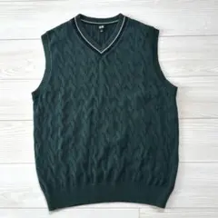 UNIQLO ユニクロ　ケーブルVネックニットベスト　サイズL グリーン