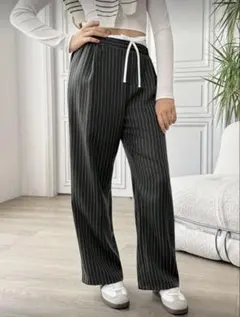 Shein ストライプ柄ルーズフィットパンツ