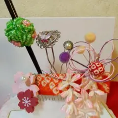 週末限定値下和風髪飾り つまみ細工ちりめん細工水引飾り入学式成人式結婚式着物浴衣