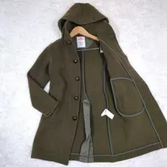 ダントン【M相当】ウールモッサ　2way　フーデッドコート　本革胡桃ボタン